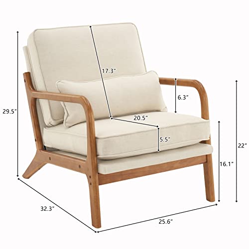 Beige Accent Chairs for Living Room & Bedroom (Set of 2)