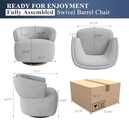 Grey Swivel Accent Chair Set of 2 for Home and Office